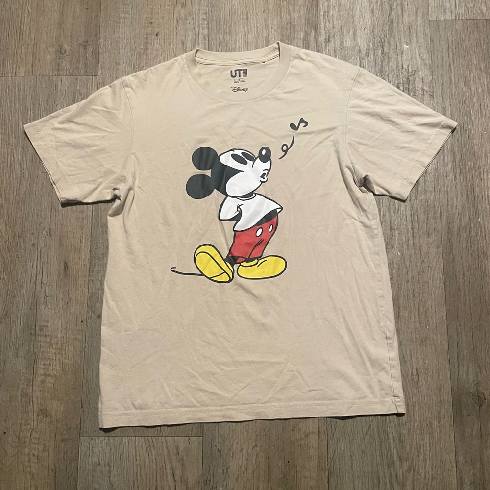 Uniqlo UT Disney Mickey Mouse Whistling Graphic T-Shirt Beige